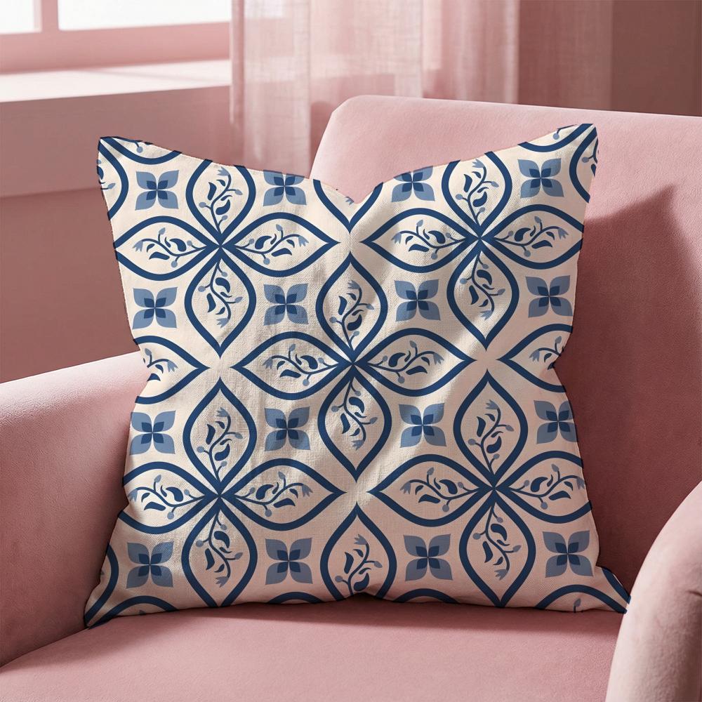Geometric Ink Blue Cushion Cover Multi-Scene Pillow Cover for Home & Car - Reversible, Soft & Durable for Daily Use