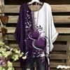 Damen Elegantes Bohemian Zweifarbiges T-Shirt - Herz & Blumendruck Mit Schmetterling Damenbekleidung Trend 2025 Grafik T-Shirts