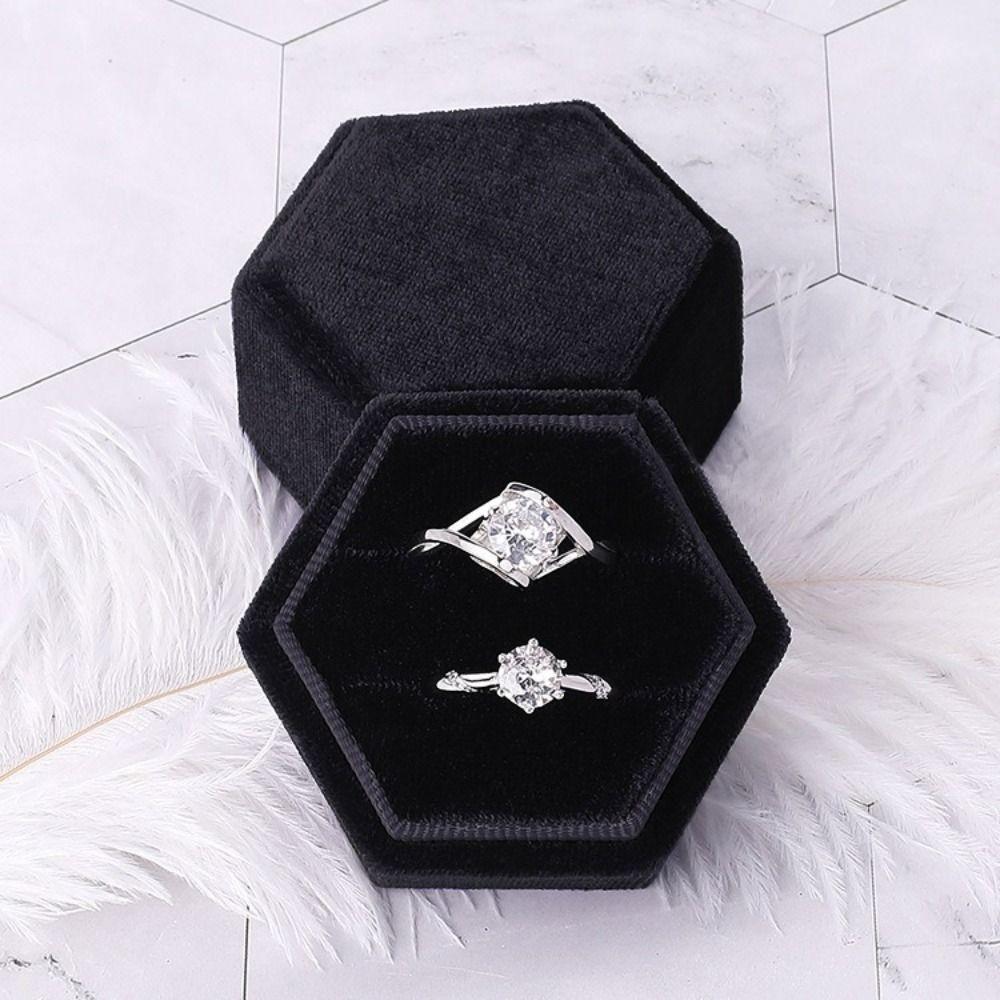 Hexagon Ring Box Velvet Gift Box New Jewelry Display Packaging  Anniversary
