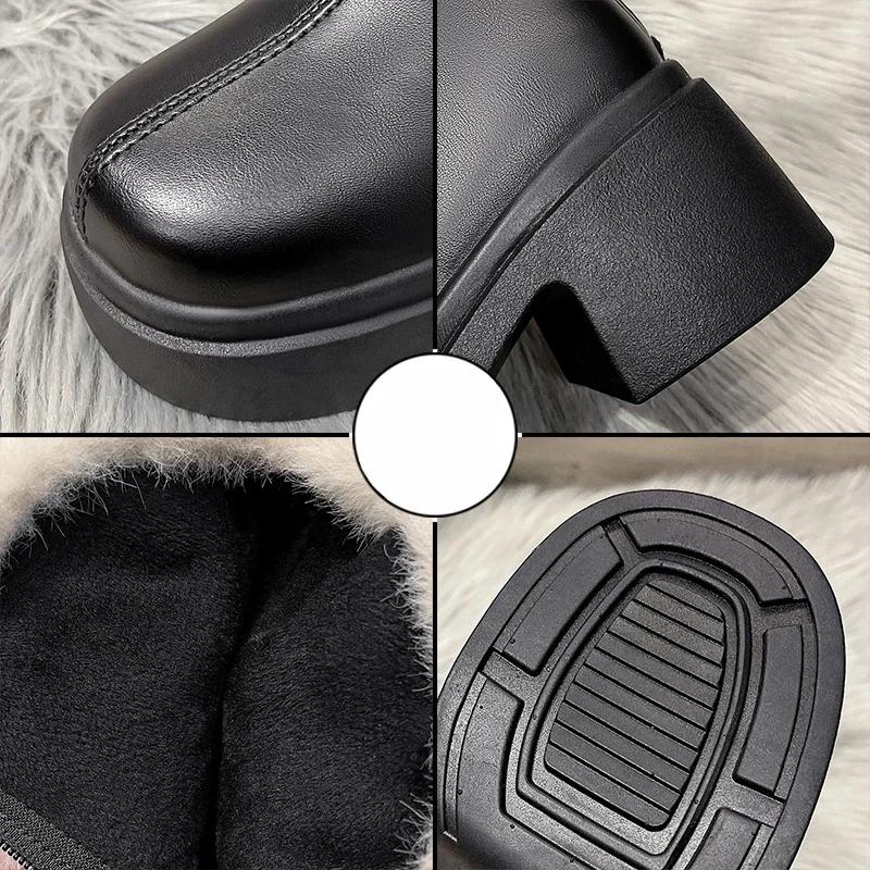 Fashion High Quality Female Footwear 2024 Winter Simple Fashionable High Heel Women's Boots Comfortable and Warm Furry Modern Boots