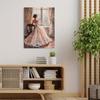 1 buc Poster Vintage Elegant Femeie Citind, Artă pe Pânză Femeie în Stil Victorian cu Flori, Ideal pentru Casă și Birou, Decor Cameră