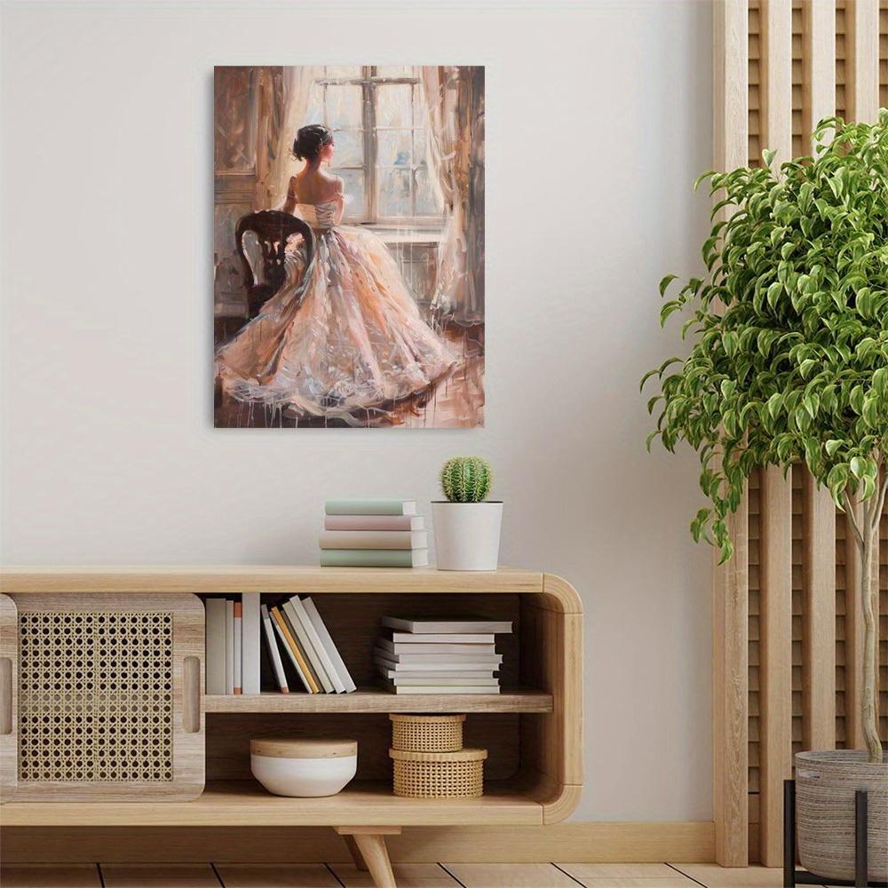 1 buc Poster Vintage Elegant Femeie Citind, Artă pe Pânză Femeie în Stil Victorian cu Flori, Ideal pentru Casă și Birou, Decor Cameră