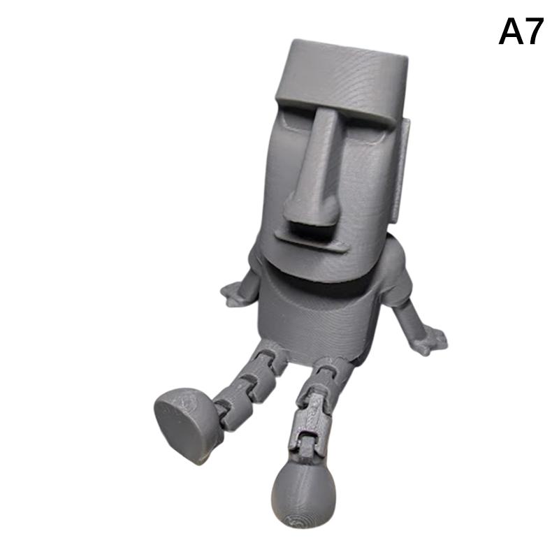 3D Printed Statue Easter Island Ornament With Movable Joints Collectible Figurine Home Desk Decor Party Gift