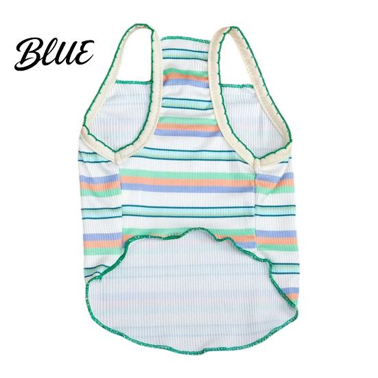 Lightweight Dog Clothes Colorful Striped Pet T-Shirt Sleeveless Thin Straps Breathable Skin-Friendly Tank
