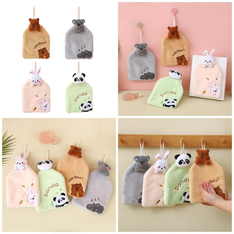 Animal Themed Kids Hand Towels Soft Absorbent Coral Velvets Quick Drying Towels for Kitchen and Bathroom