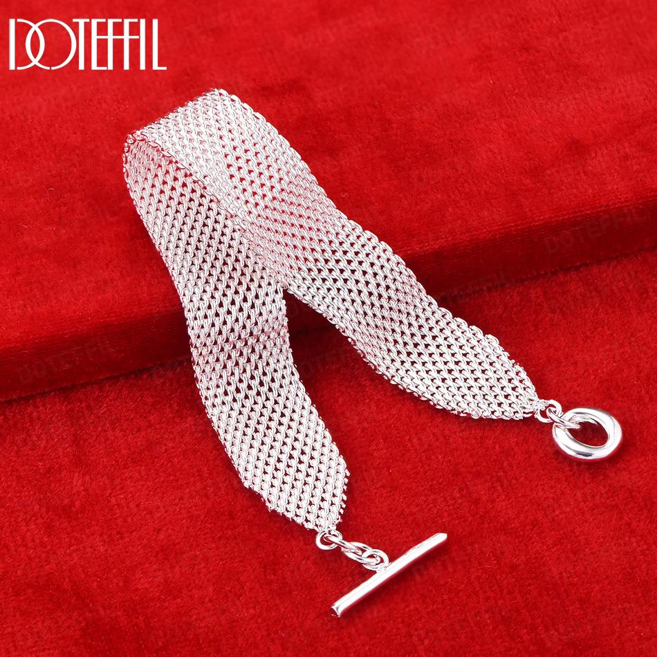 925 Sterling Silver Braided Bracelet Gift Fashion Wedding Jewelry