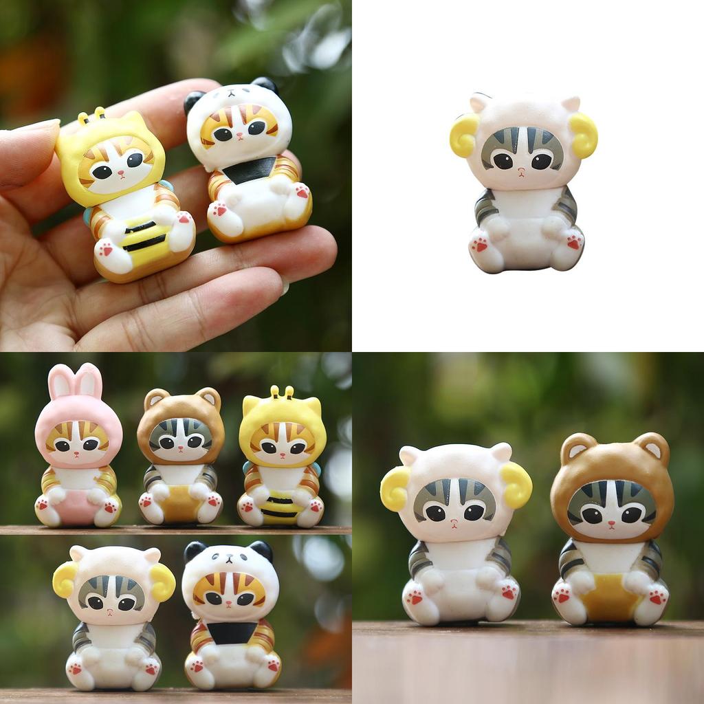 5pcs Creative Animal Headsets Sitting Cat Model Ornament Set For Kids And Teens
