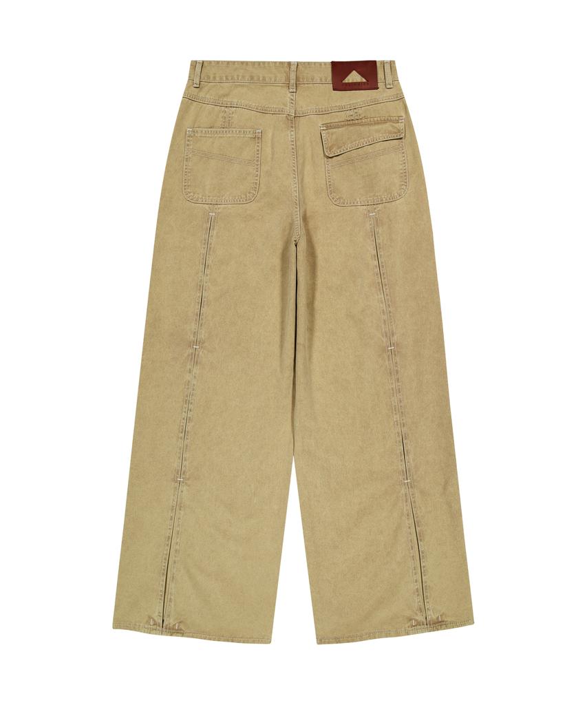 UNGIMMICK Wave-Tuck Washed Light Pants (Beige)