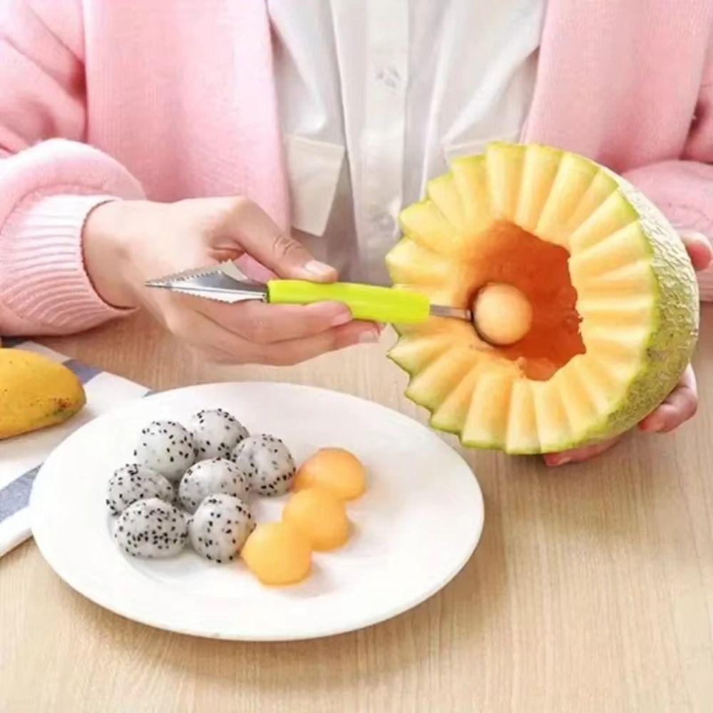 Double Ended Fruit Shaver Stainless Steel Fruit And Vegetable Ice Cream Dessert Spoon Cut Watermelon Cut And Carved Kitchen Ute