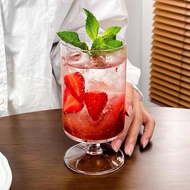 OLOEY Ins-Style High-Foot Straight Glass Tumblers, Set of 3