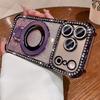 Glitter Diamond for  Bracket Case for For Iphone 16 17 Pro Max 1 14 13 Camera Protector Holder Stand Bling Gradient Cover