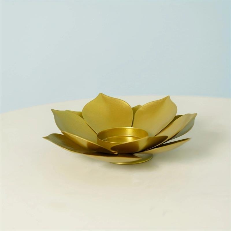 Elegant Metal Lotuses Flower Candle Holder Cup Desktop Decoration For Celebration And Ceremonies