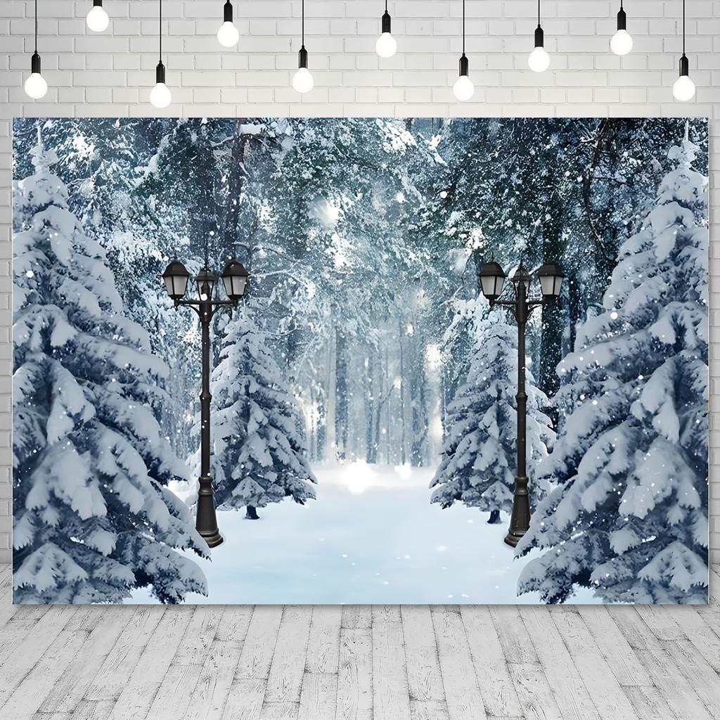 Foresta innevata invernale Scena natalizia Decorazione Sfondo Sfondo per fotografia invernale Decorazioni per studio fotografico Photo booth Festa di Natale
