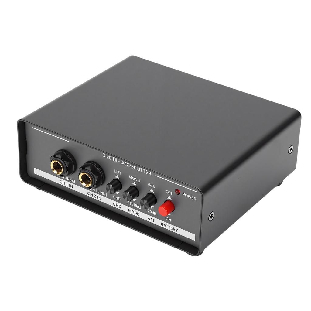 Active DI Box 2 Channel to Balanced XLR Output Multifunction Direct Box for Stage Guitar DJ Controller