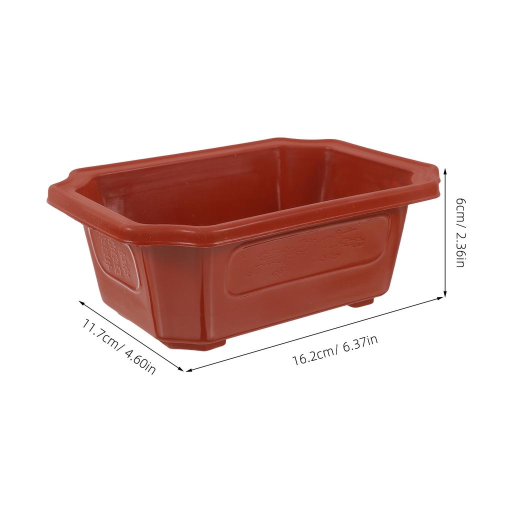 10Pcs Classic Vintage Plastic Bonsai Flowerpot Rectangular Planting Pot for Indoor Succulent Cactus Garden Household Gardening