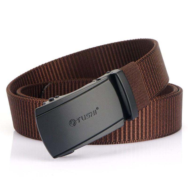 

Toothless Automatic Buckle Belt Nylon Canvas Outdoor Casual Breathable Support 120cm коричневый