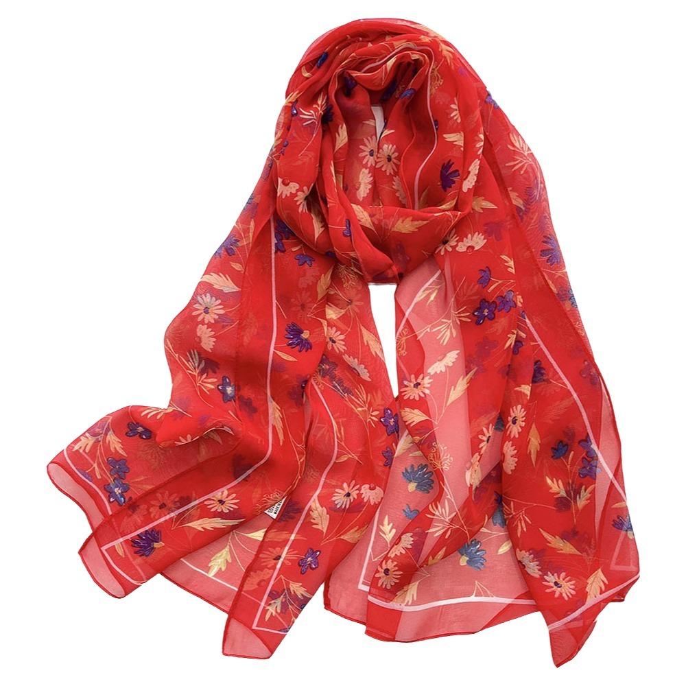 Breathable Silk Scarf Sun-Resistant Bandana Durable Beach Shawl  for Women