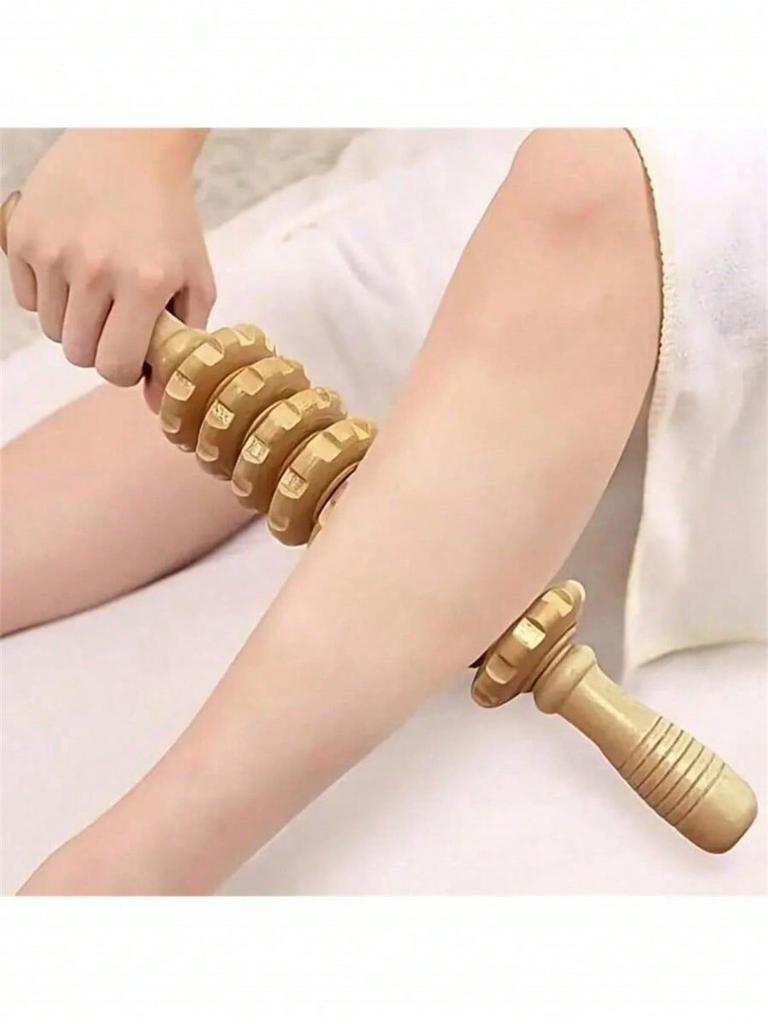 Nine-wheel wooden massage rollers - full-body meridian massager - home fitness device