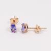 Tanzanite Stud Earrings, Estimated 0.4 Carat, Oval Mix Cut, Sterling Silver with Pink Gold Finish [December Birthstone] [Gift Wrapping Available]