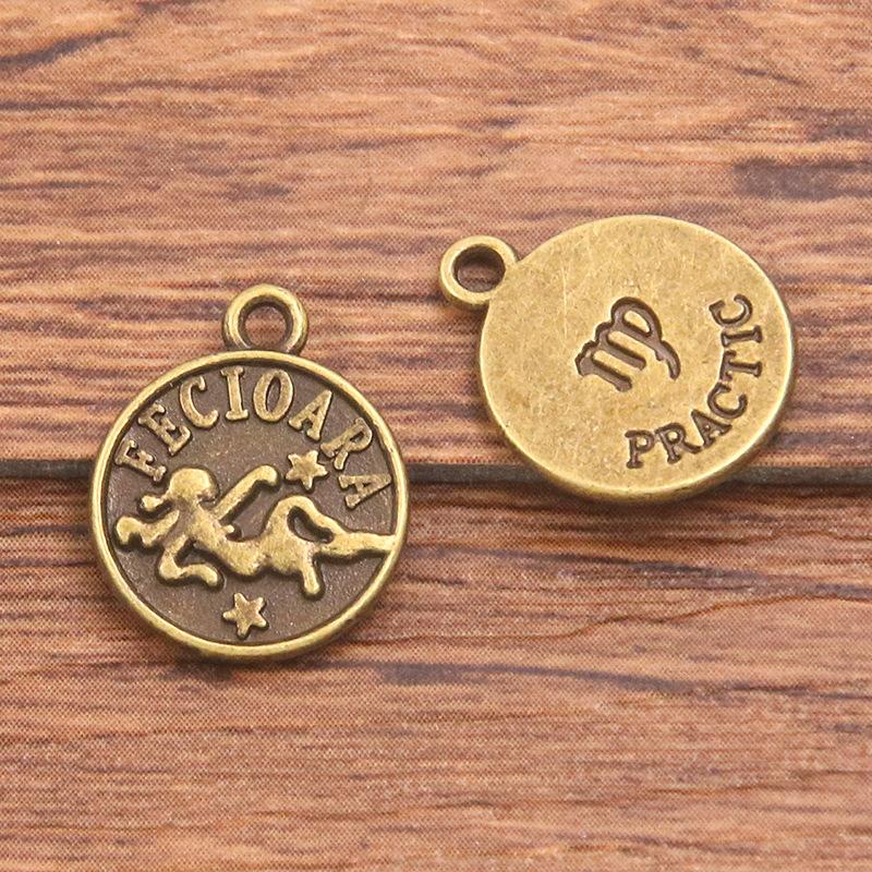 10 or 12pcs 12X15mm DIY retro alloy jewelry accessories 12 constellation pendant