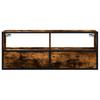 TV Stand Smoked Oak Finish 100 x 31 x 39.5 cm Engineered Wood and Metal