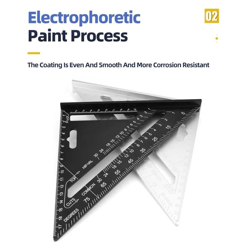Dreieck-Lineal, 17,8 cm, Messwerkzeug, Aluminiumlegierung, Schreiner-Set, quadratischer Winkel, Holzbearbeitungswerkzeuge, versuchen Sie es mit quadratischem, dreieckigem, metrischem Lineal