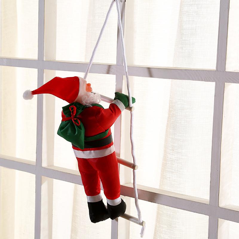 Santa Claus Climbing Ladder Ornament - Christmas Window Hanging Decoration