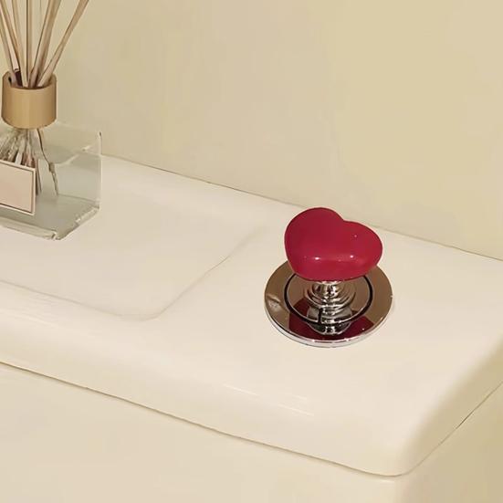 Toilet Press with Widened Base Easy Flush Installation No Drilling Soft Silicone Touch Heart Shape Toilet Flush Enhancer