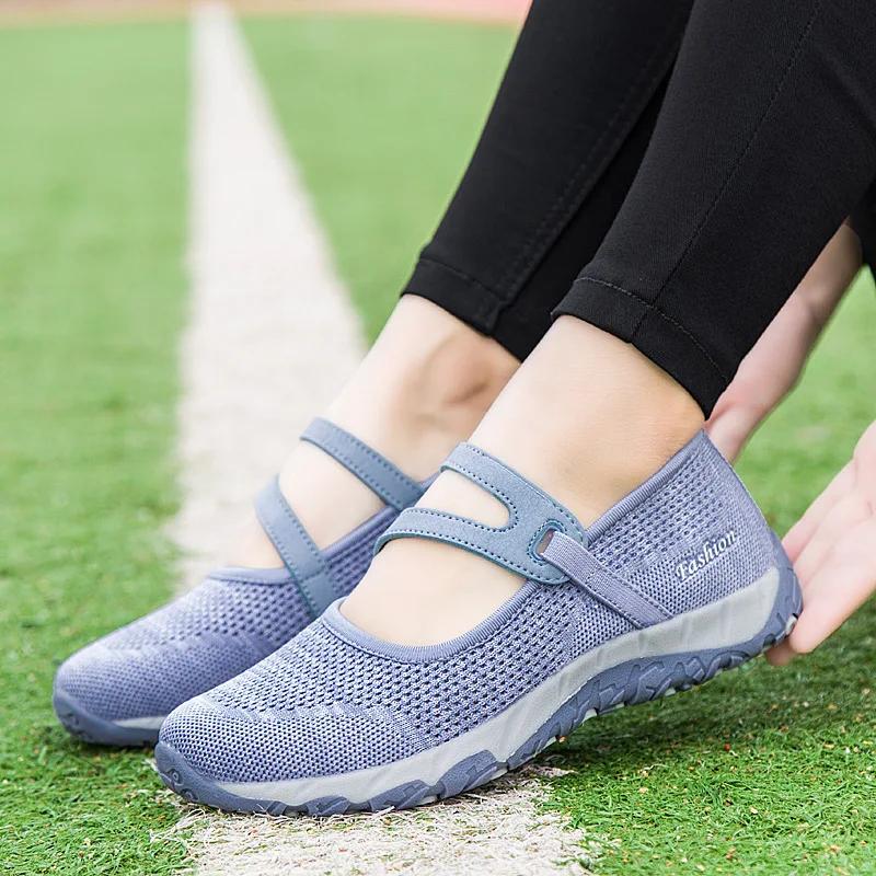  New Fashion Summer Sneakers Women's Shoes Mom Leisure Soft Bottom Breathable Air Woman Mesh Walking Dance Shoes