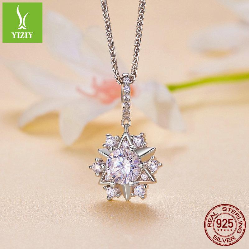 One Carat Sparkling Moissanite Necklace, Noble And Elegant Starburst S925 Silver Necklace Collarbone Chain