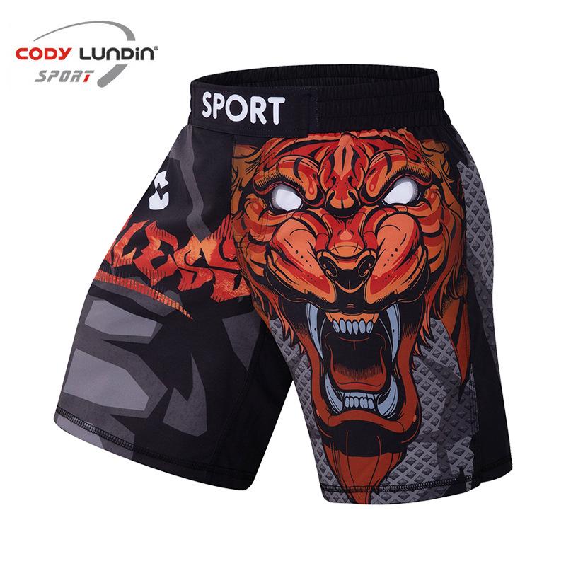 Men's Digital Print Fight Training Shorts for Gym, Jiu-Jitsu, and Sanda