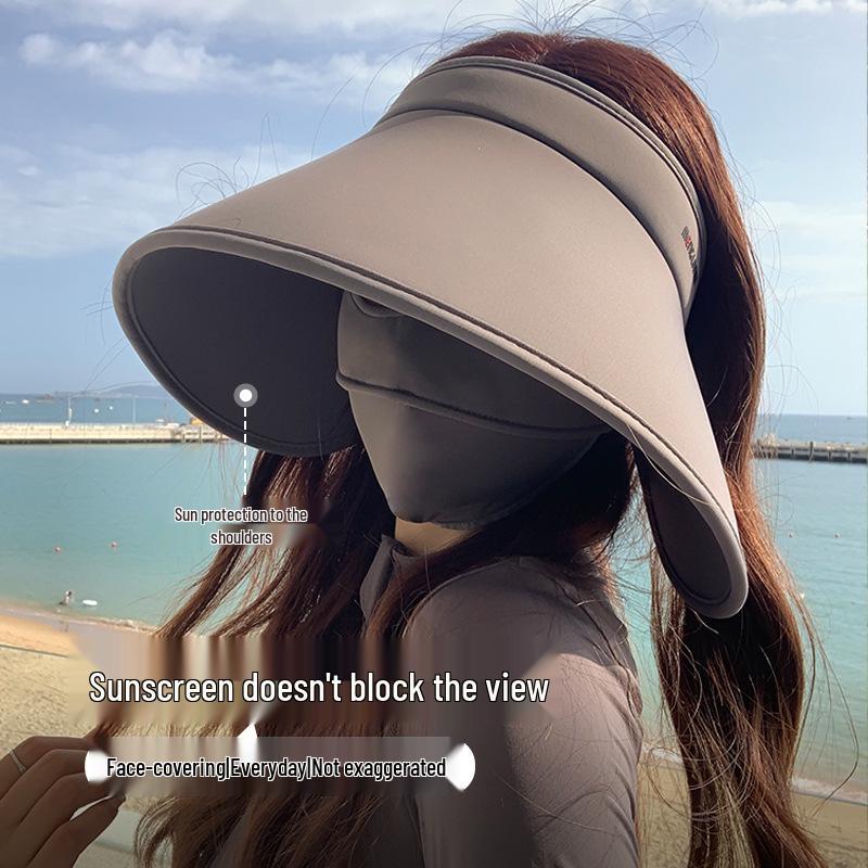 Women's Wide-Brim Summer Topless Sun Hat with UV Protection for Outdoor Sports