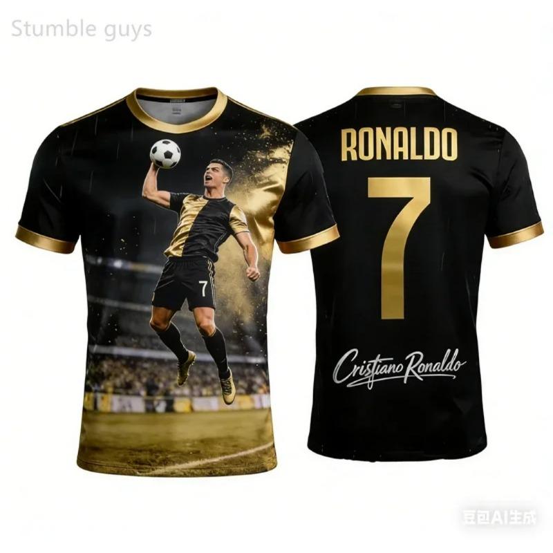 3D Print T-Shirt for Kids' Clothing Quick-Drying and Breathable Outdoor Summer Street Sports Football Short Shirt