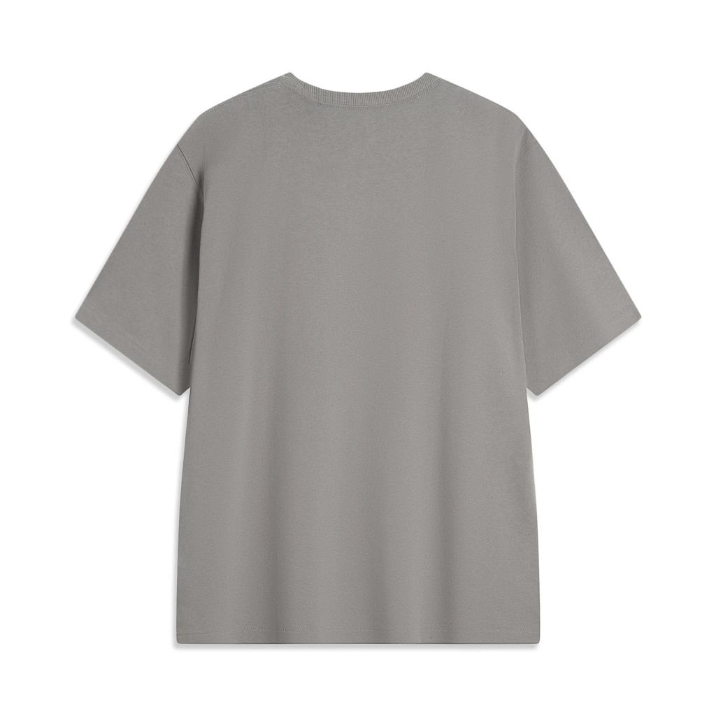 Li Ning T Shirts Men's Iron Asphalt Gray Crew Neck Moderate Straight Fit AHSV395-2