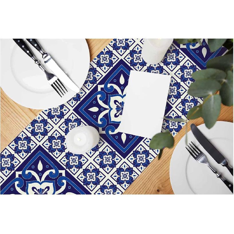 HOSNYE Table Runner Brown Leopard Pattern,Cotton Linen Table Runner Decoration for Kitchen Family Dinner Table Holiday Party Farmhouse Style 13 x 72