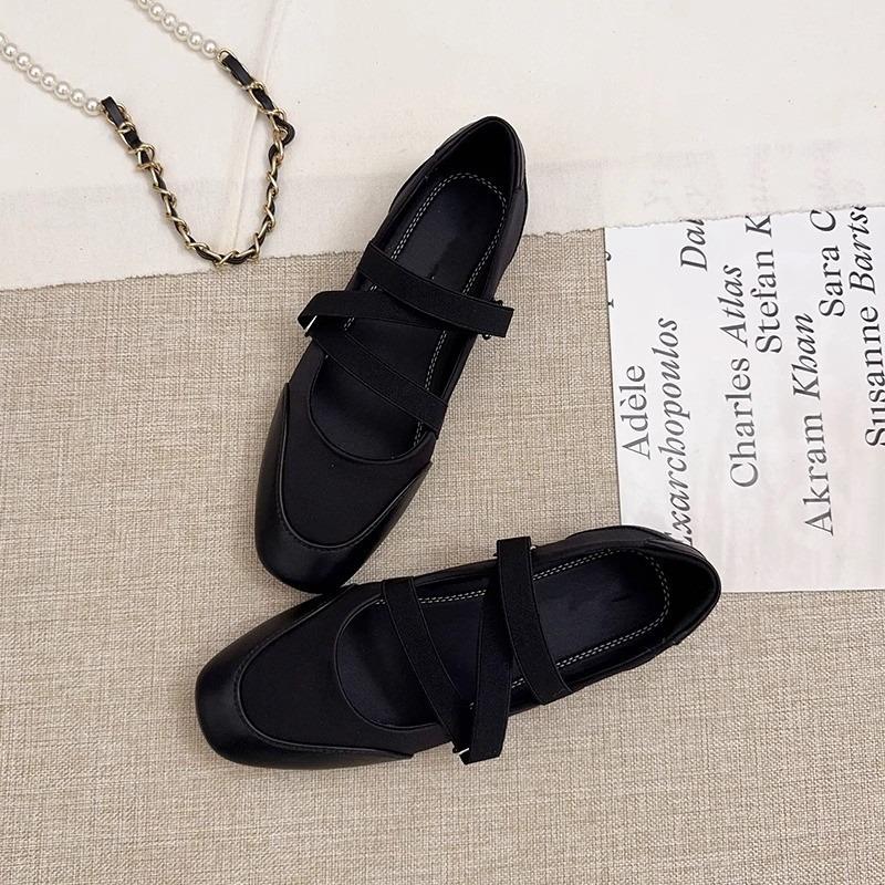 Ballet Mary Jane Shoes Women's Spring New Square Head Retro Black Single Shoes Casual Small Leather Shoes