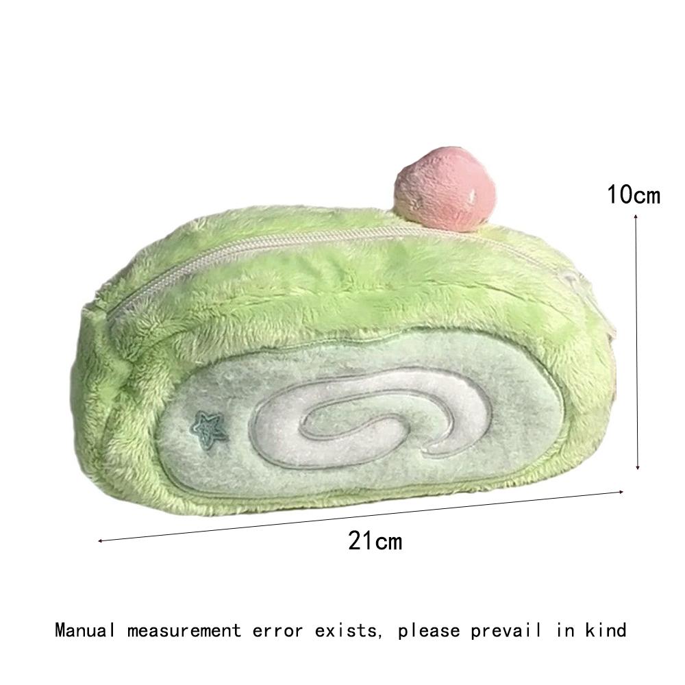 

1 piece Honeydew Swiss Roll Pencil Case Plush Creative Multifunctional Stationery Storage Desktop Large Capacity Pencil Bag