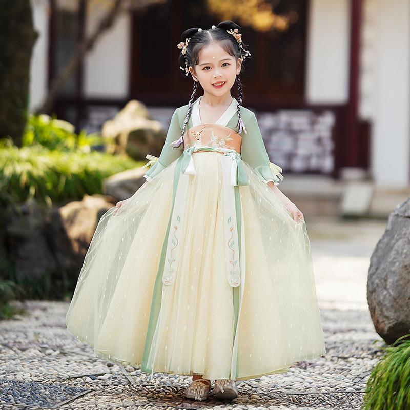 Kız Hanfu antik kostüm çocuk Çin tarzı küçük kız elbisesi Tang elbise prenses etek ulusal kostüm çocuk