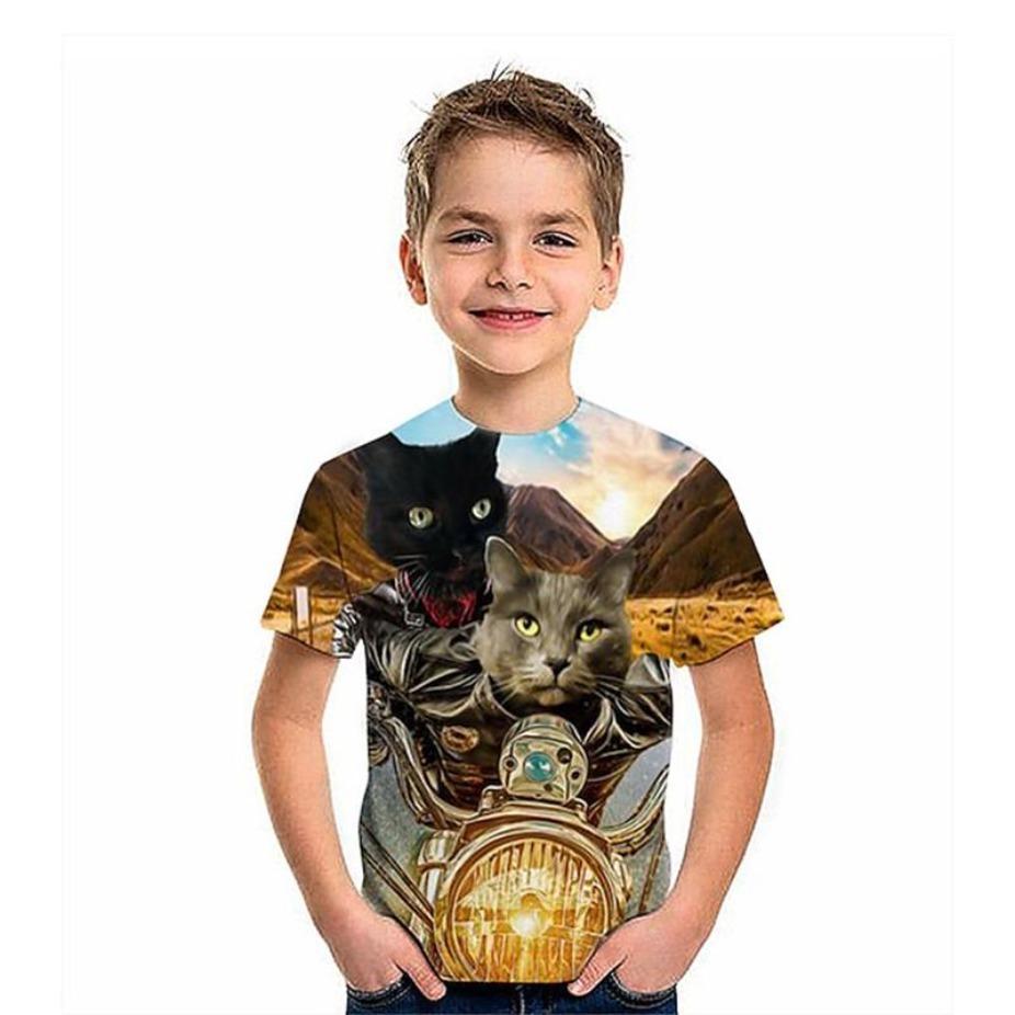 Kids T-shirts O Neck Tops Polyester Casual Sportwear Comfortable Tees Short Sleeve 3d Print T Shirt