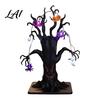 Small Battery Operated Tree Halloween Lighted Ghost Centerpiece with LED Lights Pumpkin Bat Party Decor Spider Light String Decorative for