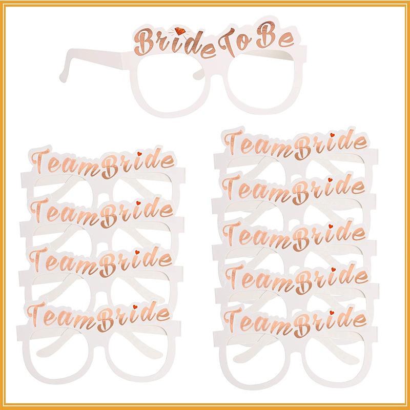 Bride To Be Single Party Bridal Paper Glasses Team 9+1 Set