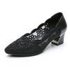 Spring Summer Fashion Hollow Out Genuine Leather Pumps Women Shoes Med Heels Square Heel Mesh Ladies Office Shoes Crystal