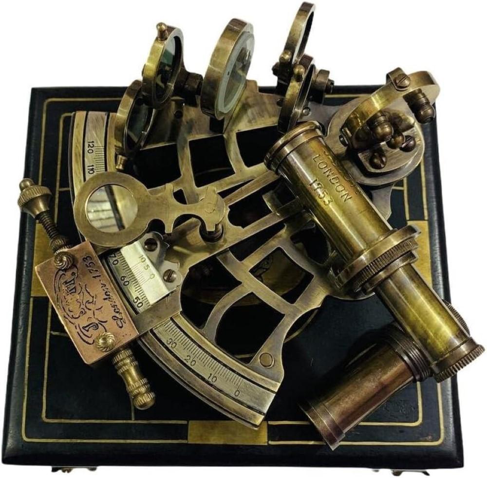 SÄLLSYNT NY Mässing Sextant Nautisk Mässing Sextant Fungerande Marin Vintage/Låda