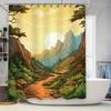 Sunset Mountain Range Shower Curtain Rustic Forest Landscape for Bathroom Decor 72 X 84 Inches Waterproof Polyester Fabric Custo