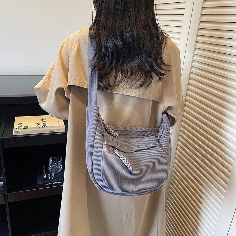 Borsa a spalla in velluto a coste da donna borsa a tracolla a tinta unita