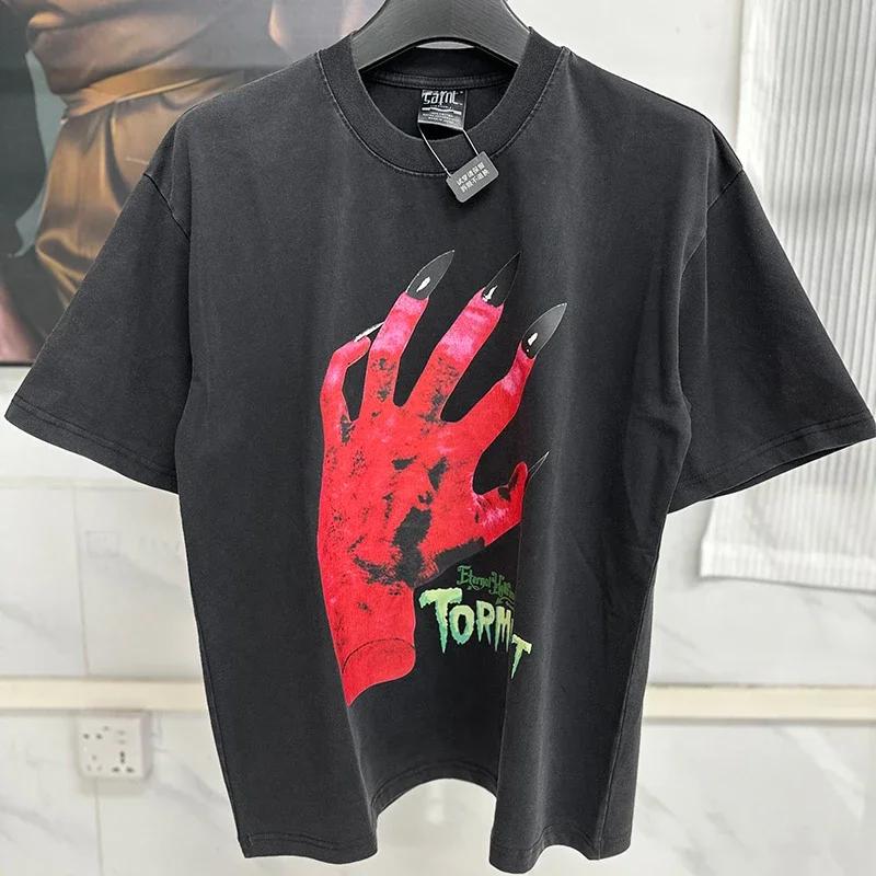 Unisex Unisex Couple Classic Green Box Logo Print Saint Tshirt Top Quality Cotton Oversized Tee Tops Vintage Washed Black T Shirt