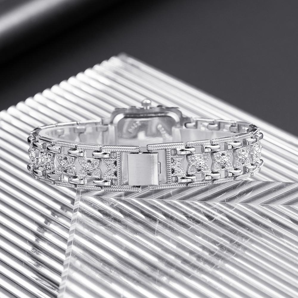 Women Watch Rectangle Dial Crystal Rhinestone Quartz Wristwatch