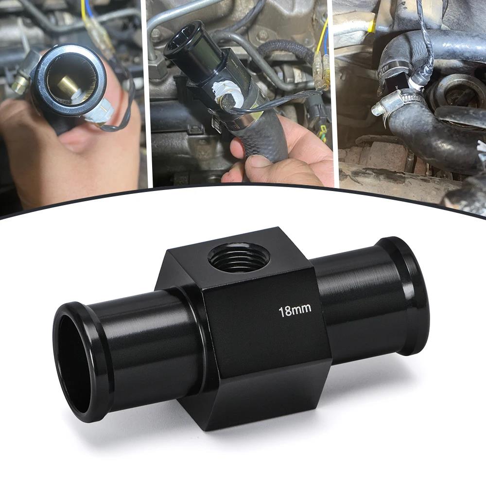 Water Temp Gauge Radiator Temperature Water Temp Joint Pipe Sensor 18/20/22/24MM Hose Adapter 1/8 NPT Water Thermostat Tee Coolant Temperature 4