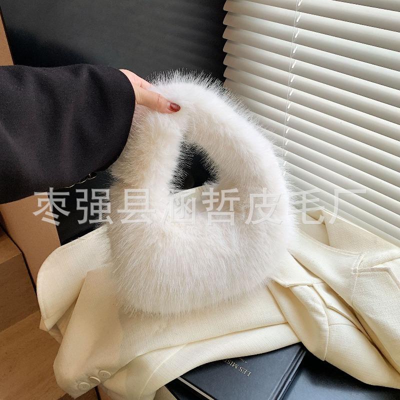 Autumn and winter fluffy imitation fox hair bag versatile portable plush dumpling bag