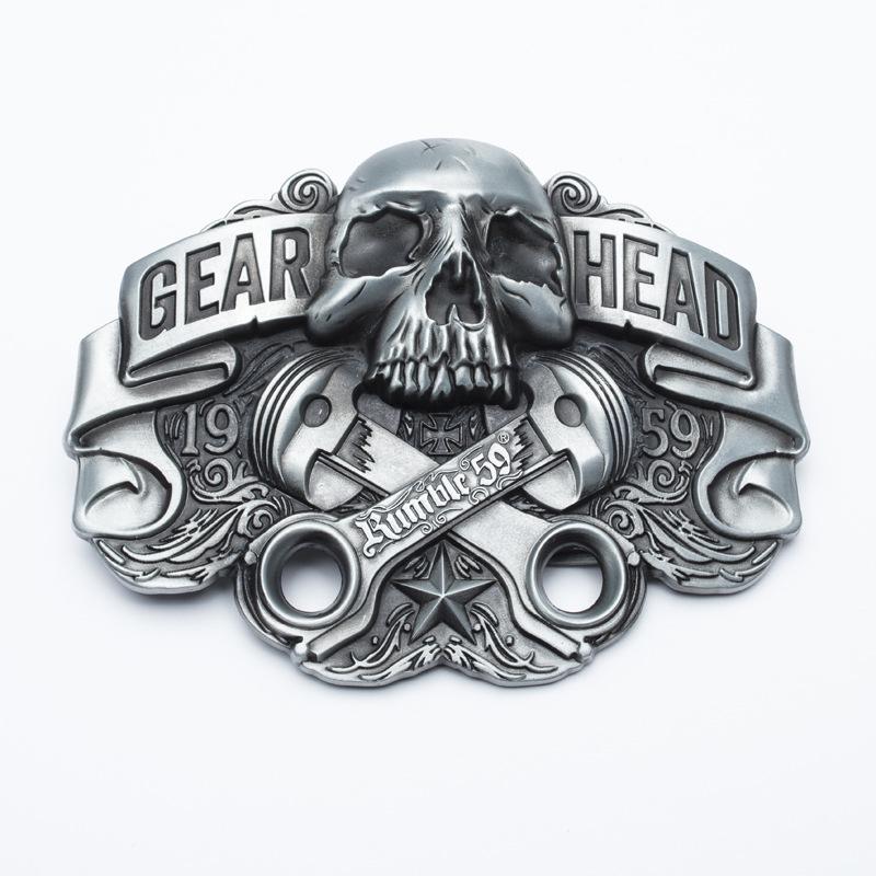 Retro Skull Zinc Alloy Belt Buckle - Ancient Silver Finish
